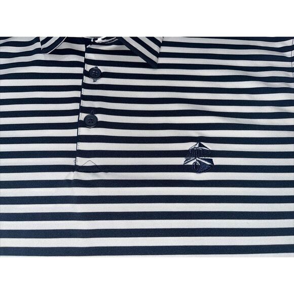 Adidas Adipure Polo Blue White Striped Stretch Golf Shirt MENS SIZE Medium - Picture 3 of 8